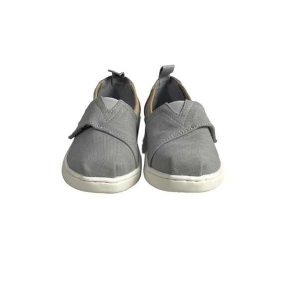 Toms Kids Boy Gray And Brown Tiny Canvas Classic Slip-On Shoes Sz 10 - Picture 4 of 9